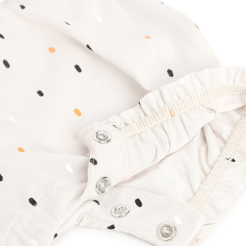 Girls Medium Natural Printed Short Sleeve Rompers image number 3